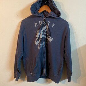 RUSTY XL CHARCOAL BLUE ZIP HOODIE